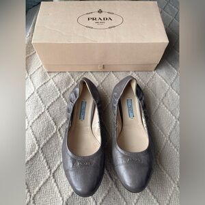 Prada Women's Gray Ballet Flats